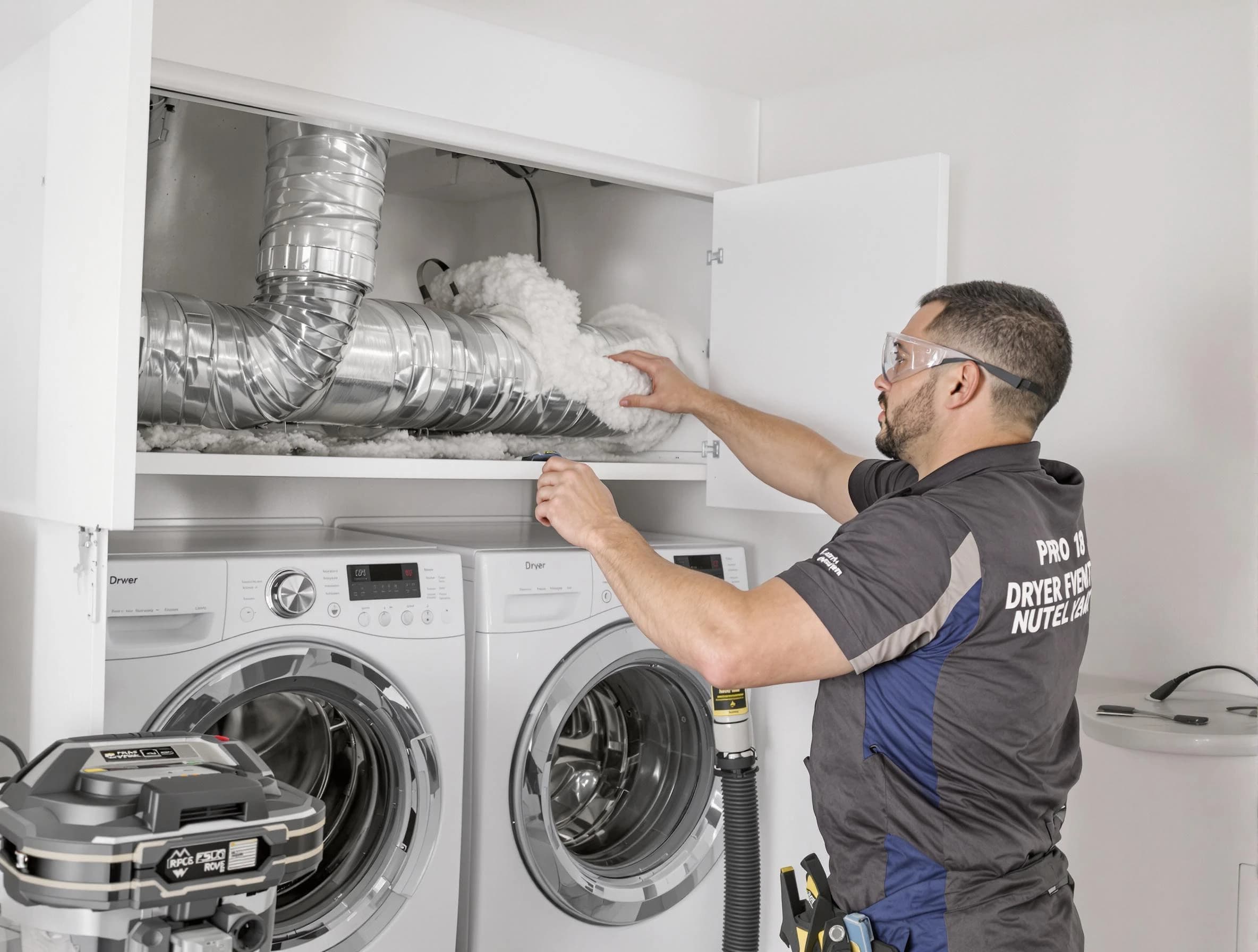 Norman Dryer Vent Cleaning certified technician performing specialized gas dryer vent cleaning in Norman