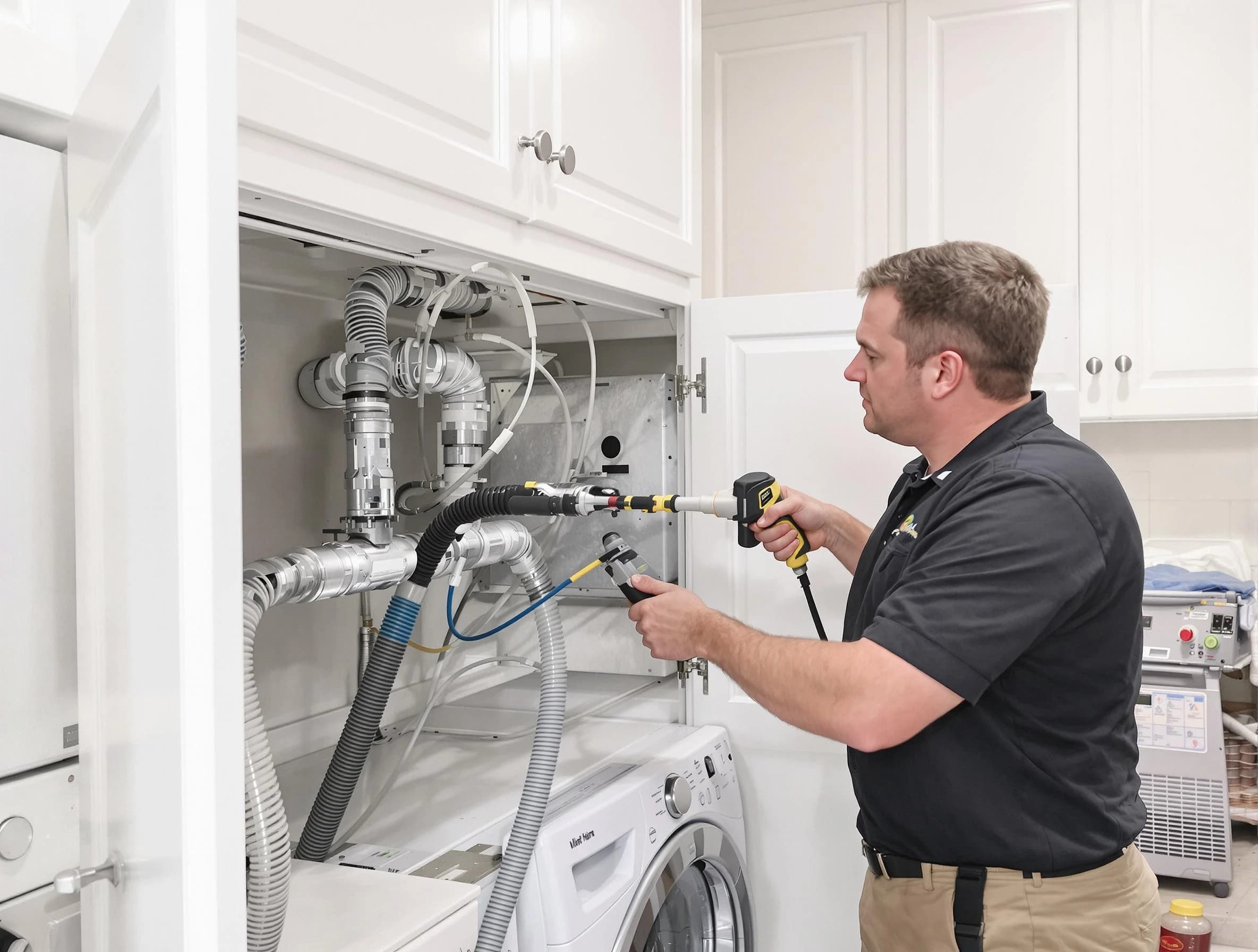Norman Dryer Vent Cleaning professional removing severe blockage from a clogged dryer vent in Norman