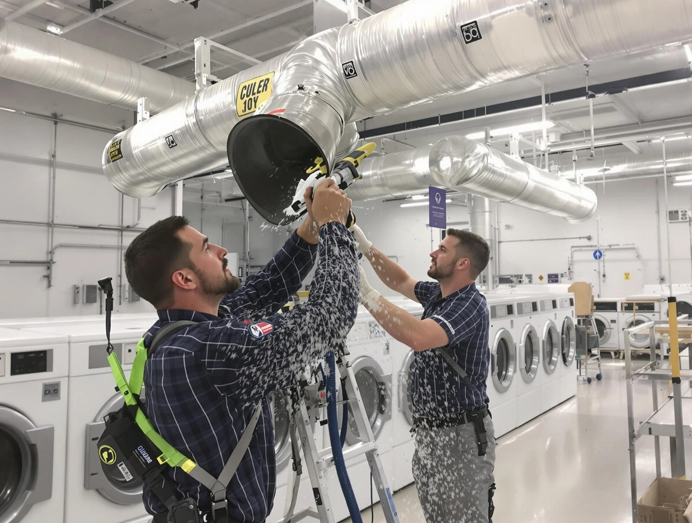 Norman Dryer Vent Cleaning team performing large-scale commercial dryer vent cleaning in Norman