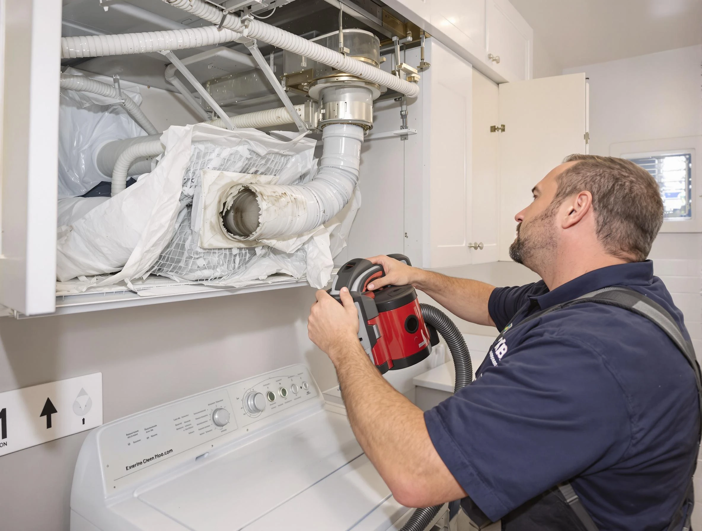 Norman Dryer Vent Cleaning technician performing professional exhaust vent cleaning at a residential property in Norman